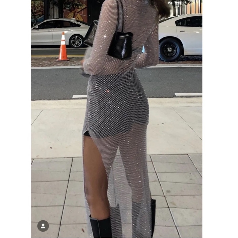 ZARA Rhinestone Mesh Dress